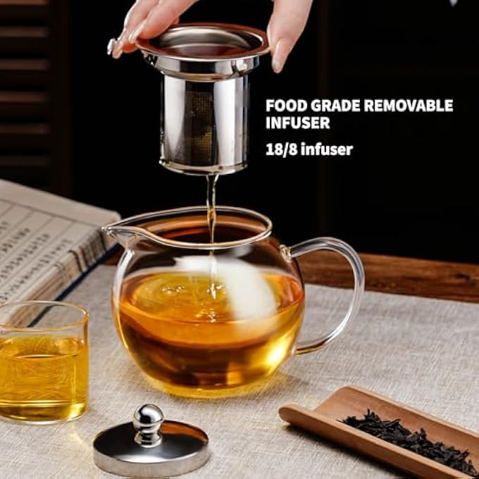 PARACITY Glass Teapot Stovetop 22 Oz650Ml Tea Pot With Removable 188 Stainless Steel Infuser Borosilicate Clear Tea Kettle Teapot Blooming And Loose Leaf Tea Maker Tea Brewer For Camping Travel - Image 2
