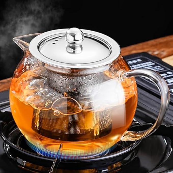 PARACITY Glass Teapot Stovetop 22 Oz650Ml Tea Pot With Removable 188 Stainless Steel Infuser Borosilicate Clear Tea Kettle Teapot Blooming And Loose Leaf Tea Maker Tea Brewer For Camping Travel - Image 1