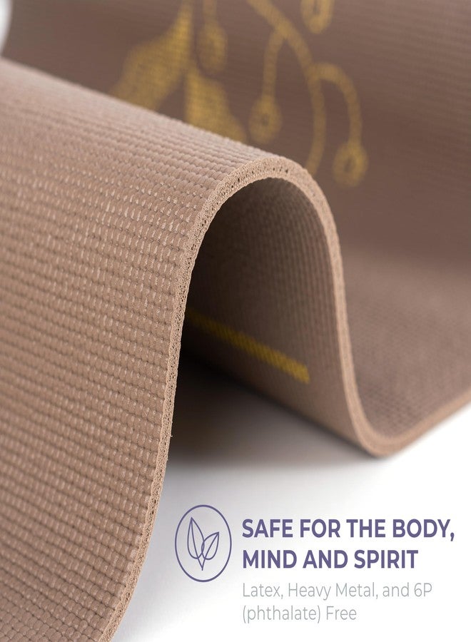 Sunshine Yoga Ascend Yoga Mat with Alignment Marks - Premium 6mm Thick, 72" x 24" Reversible Exercise Mat - Non Slip, Tear Resistant, Workout Mats for Pilates, Home, Studio, Gym, Floor Stretching - Golden Mocha - Image 2