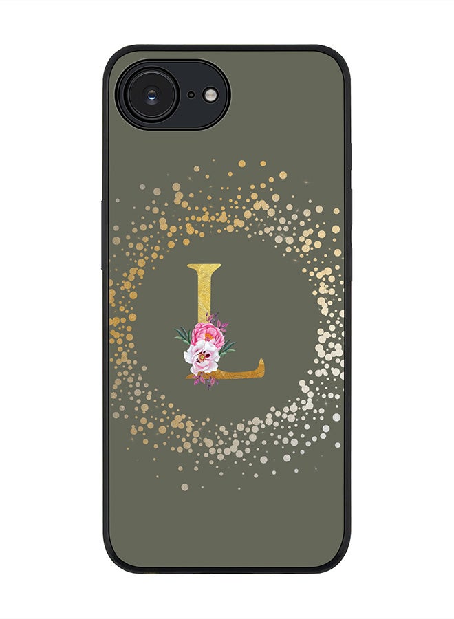 Stylizedd For Apple iPhone 16e Case,Slim fit Camera Protection, Shockproof Thin Phone cover  - Custom Monogram Floral - L  (Olive Green ) - Image 1