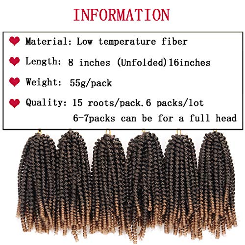 Liyate 6 Packs Spring Twist Braiding Hair - Fluffy Synthetic Fiber Twists, Crochet Braids (8inch,T1B/27) - Image 3