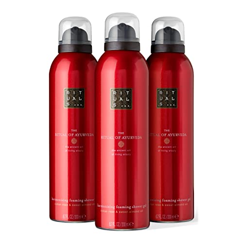 RITUALS جيل استحمام رغوي متوازن من ريتوالز أيورفيدا  غسول جسم مع الورد الهندي وزيت اللوز الحلو  67 أونصة سائلة  3 عبوات