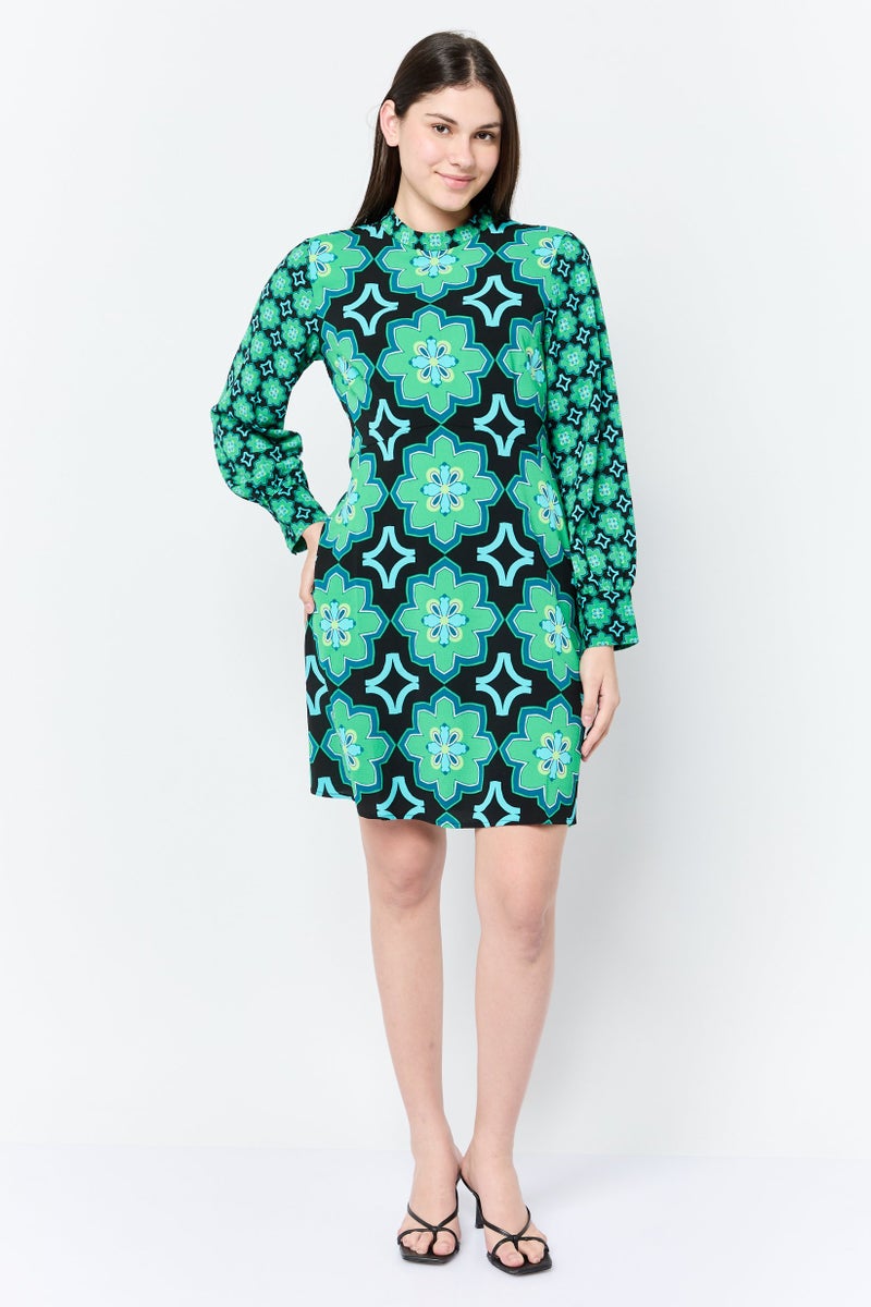Donna Morgan Women Floral Pattern Mini Dress, Multicolor  - Image 4