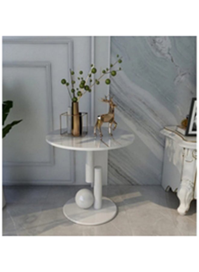 هومزمارت طاولة جانبية حديد  و  خشب رخامي  ابيض- 45×45×60سم - Image 3