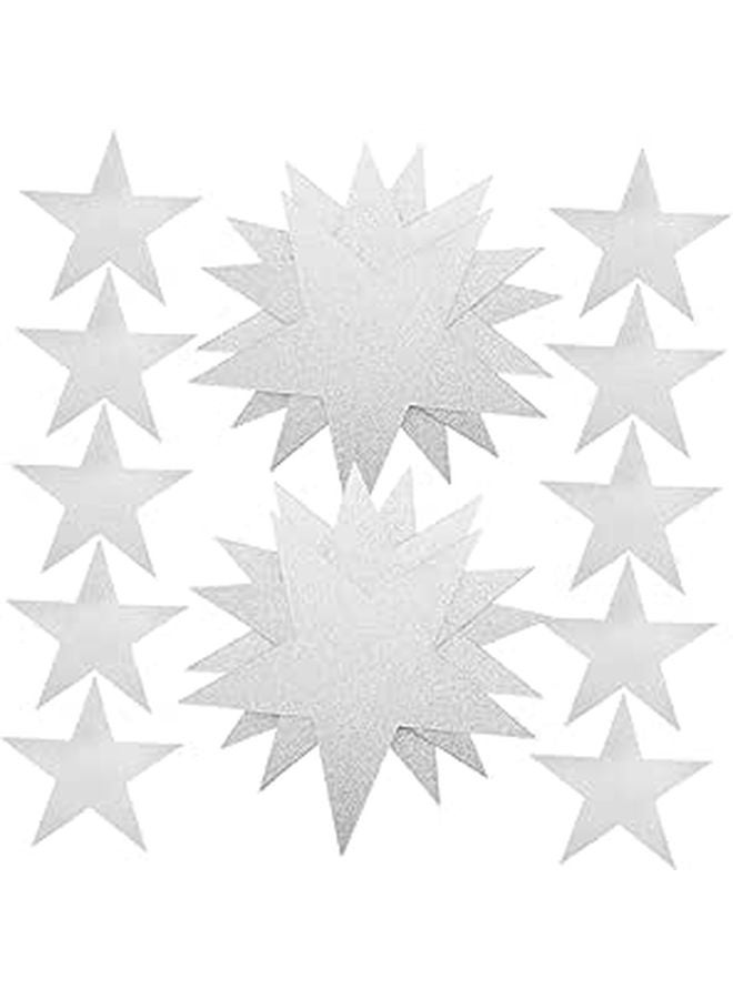 Double Sided Glitter Star Cutouts 50 Sheets Gold Silver Red Blue Classroom Party Wall Decor - Image 1