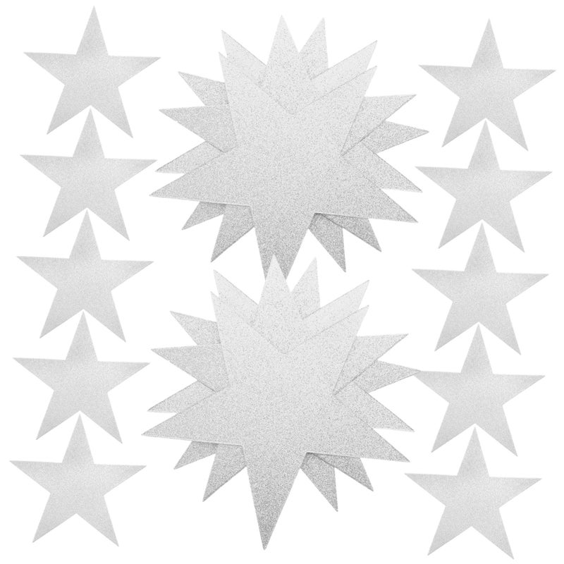 Double Sided Glitter Star Cutouts 50 Sheets Gold Silver Red Blue Classroom Party Wall Decor - Image 2