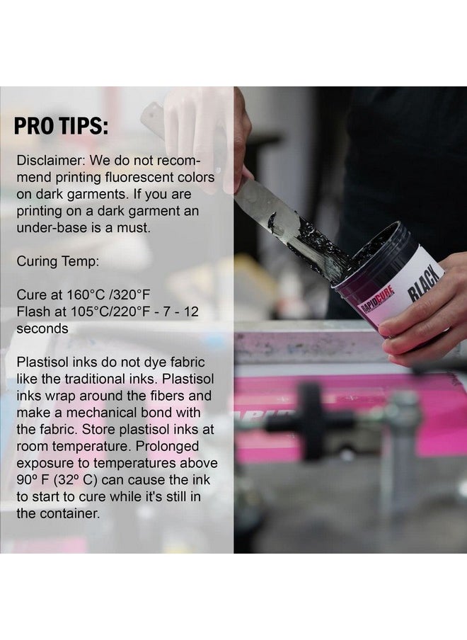 Screen Printing Ink Set Rapid Cure6 Color Plastisol Ink For Screen Printing Fabric Low Temperature Curing 8 Oz. Plastisol Ink By Screen Print Direct Inks For Silk Screens And Mesh