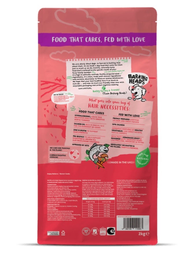 Barking Heads Complete Dry Dog Food - Adult All Hounder Hair Necessities Salmon  2 KG - Natural Grain Free Hypoallergenic for Skin & Coat - Vet Approved - Image 2