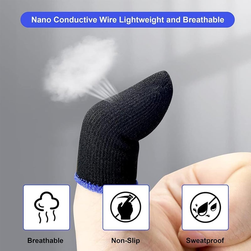 MB Star Pubg Anti-Slip Thumb Sleeve, Increase Your Gaming Score Slip-Proof Sweat-Proof Professional Touch Screen Thumbs Finger Sleeve for Pubg Mobile Phone Game Gaming Gloves Black (3 Pair) - Image 1