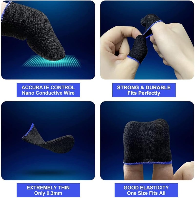 MB Star Pubg Anti-Slip Thumb Sleeve, Increase Your Gaming Score Slip-Proof Sweat-Proof Professional Touch Screen Thumbs Finger Sleeve for Pubg Mobile Phone Game Gaming Gloves Black (3 Pair) - Image 4