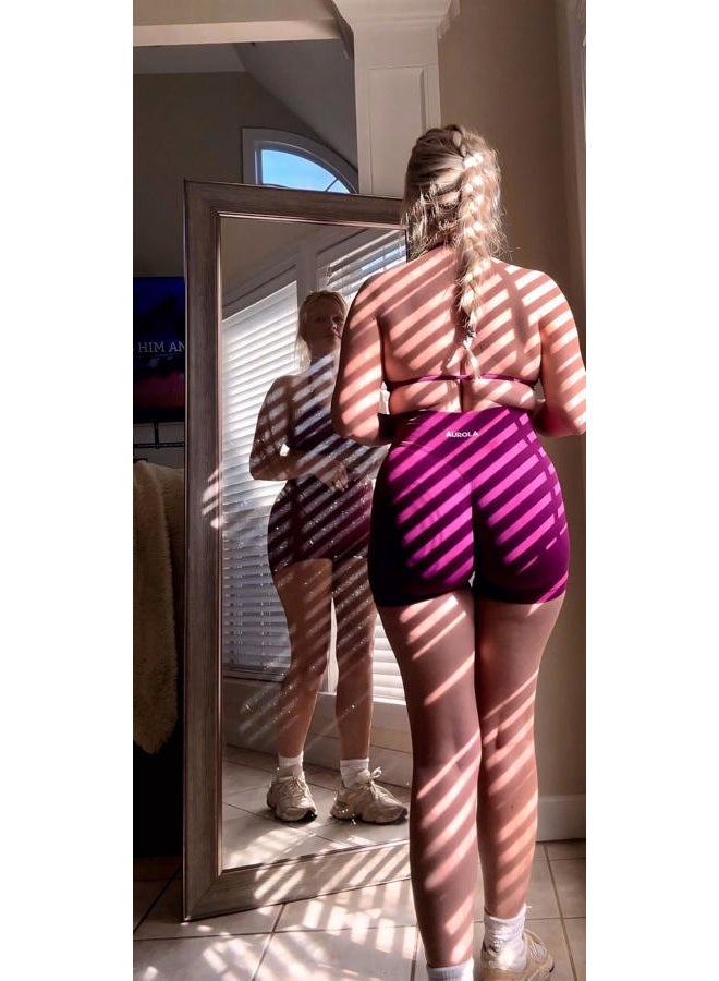 AUROLA Influence Collection Workout Shorts for Women,No Roll Up Squat Proof New Scrunch Seamless Compression Gym Short, Magenta, L - Image 5