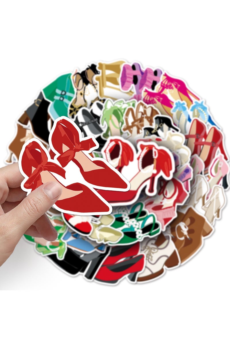 ORAINBOW 50 Pcs Fashionable High Heels Stickers for Girls Boys Teens Cartoon Waterproof Vinyl Stickers for Water Bottle Phone Laptop Cup Tablet Luggage Flasks Car Popular Cute Decals Pack - Image 5