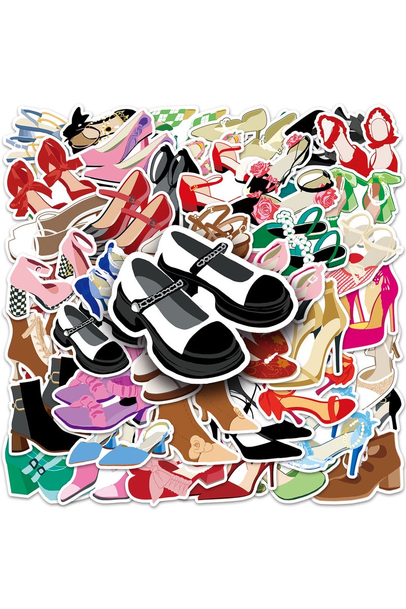 ORAINBOW 50 Pcs Fashionable High Heels Stickers for Girls Boys Teens Cartoon Waterproof Vinyl Stickers for Water Bottle Phone Laptop Cup Tablet Luggage Flasks Car Popular Cute Decals Pack - Image 1