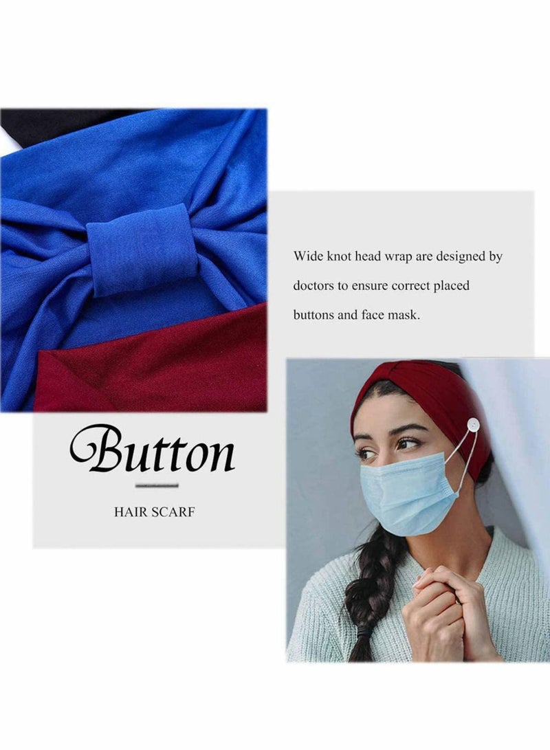 Nariele Headband With ons Yoga Knotted Head Wraps Ear Protection Holder Elastic Cotton Hair Band Non-Slip Headbands Knitted Hairband Breathable Sweatband Sports Wrap (3 PCS) - Image 4