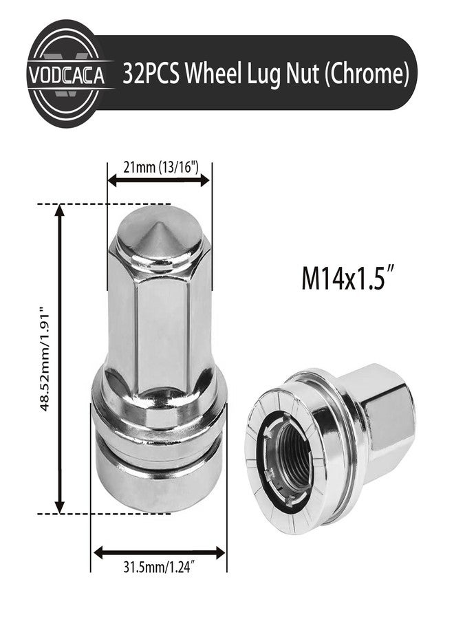 مجموعة صواميل عجلات VODCACA (32 قطعة، مطلية بالكروم) مقاس 14 × 1.5، مناسبة لسيارات فورد F250 وF350 موديلات 2017-2024، بديلة للقطعتين Hcpz-1012-A وHcpz-1012-B - مجموعة ملحقات العجلات - Image 2