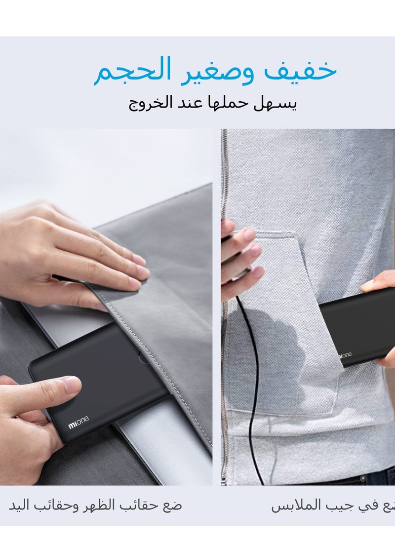 10000mAh Fast Charging Power Bank Portable Charger PD 3.0 USB-A USB-C Output Black