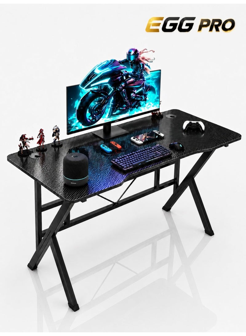EGG PRO (140*60*75 cm)Black Gaming table, gaming desk, gaming and home office table, computer desk and table with K-shaped carbon fiber top, high quality and easy to install - Image 1