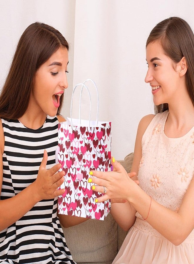 Colodeol 8 PCS Small Valentines Gift Bags With Handle and Tissue,4 Designs Valentines Paper Bags,Valentines Goody Bags,Valentines Treat Bags for Valentines Presents Candies Cookie Snacks - Image 5