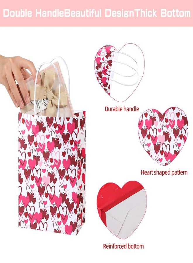 Colodeol 8 PCS Small Valentines Gift Bags With Handle and Tissue,4 Designs Valentines Paper Bags,Valentines Goody Bags,Valentines Treat Bags for Valentines Presents Candies Cookie Snacks - Image 3