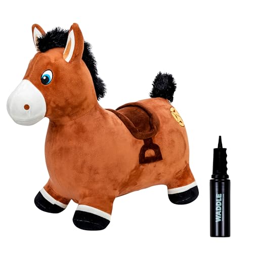 Waddle Inflatable Animal Hopper Kids Toddler Toys Bouncy Animal Hopper Hopping Plush Toy Indoor and Outdoor Pump Included Riding Toys for Boys and Girls Ages 2 and Up - Image 1