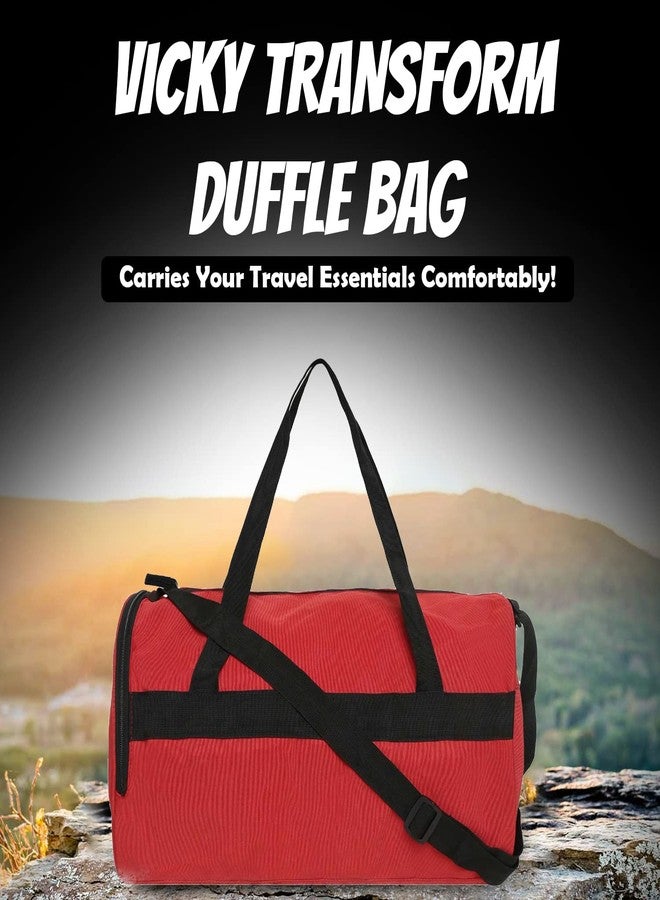 vickytransform Vicky Transform Duffle Bag 20L Polyester Lightweight Travel 2 Pockets Sports Swimming Outdoor General Purpose Fitness for Men and Women (Red) - Image 3