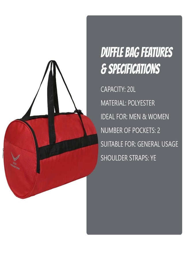 vickytransform Vicky Transform Duffle Bag 20L Polyester Lightweight Travel 2 Pockets Sports Swimming Outdoor General Purpose Fitness for Men and Women (Red) - Image 5
