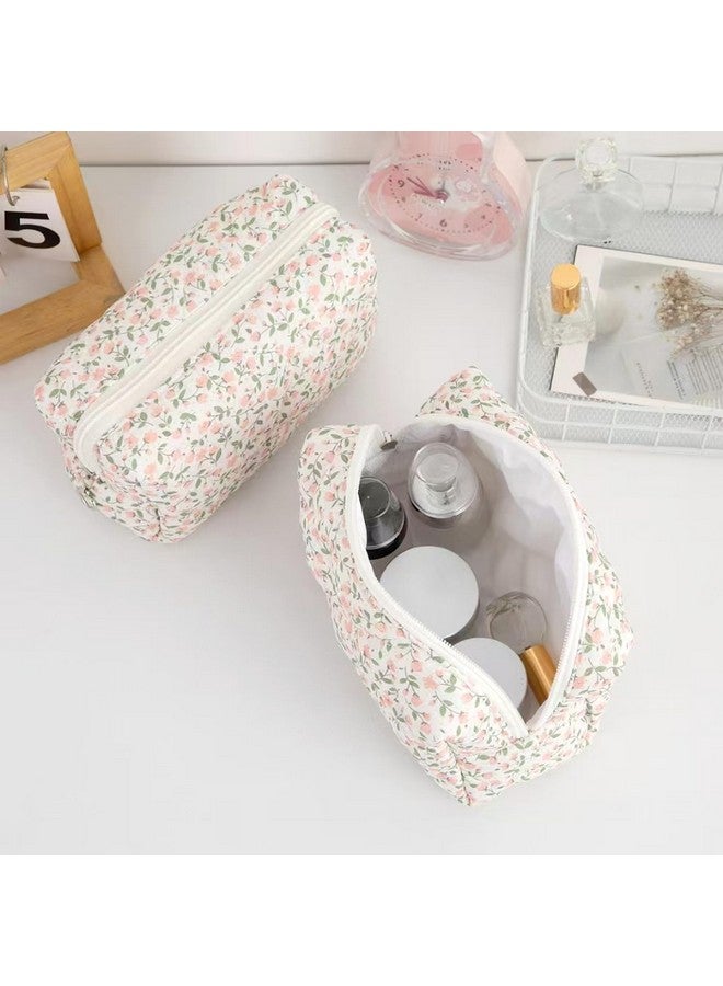 TecoKart¬Æ Makeup Pouch Bag for Women, Floral Print Compact Toiletry Case for Travel, Pink Make Up Pouches, Zippered Cosmetic Organizer - 16√ó9√ó10cm - Image 4