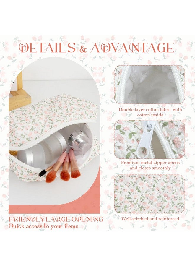 TecoKart¬Æ Makeup Pouch Bag for Women, Floral Print Compact Toiletry Case for Travel, Pink Make Up Pouches, Zippered Cosmetic Organizer - 16√ó9√ó10cm - Image 3