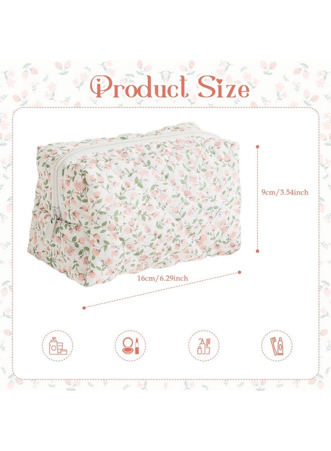 TecoKart¬Æ Makeup Pouch Bag for Women, Floral Print Compact Toiletry Case for Travel, Pink Make Up Pouches, Zippered Cosmetic Organizer - 16√ó9√ó10cm - Image 2