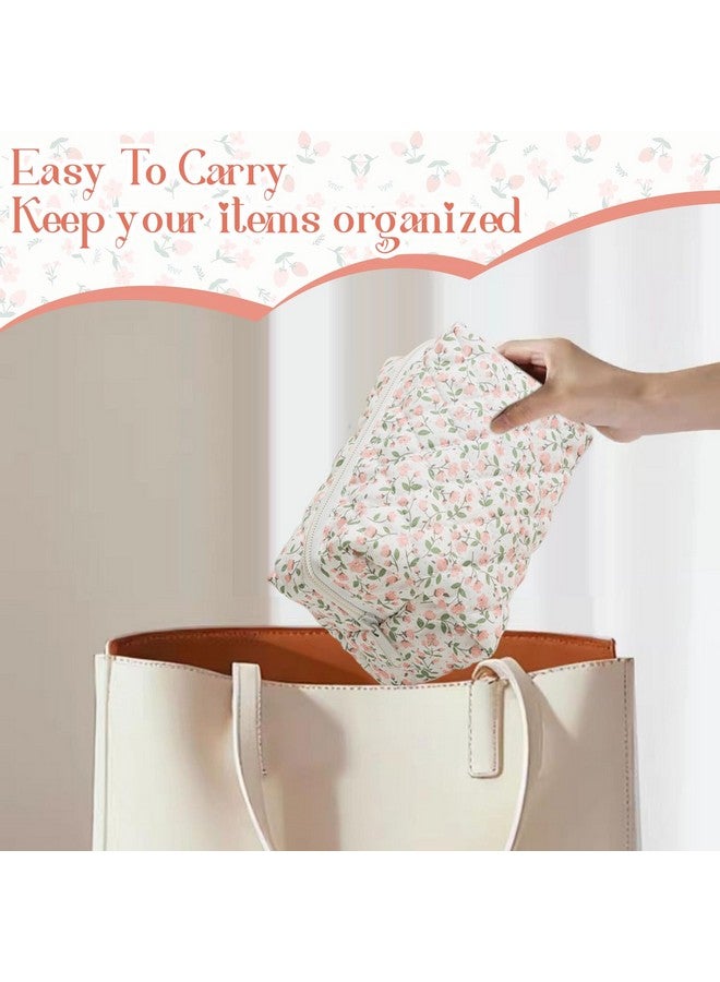 TecoKart¬Æ Makeup Pouch Bag for Women, Floral Print Compact Toiletry Case for Travel, Pink Make Up Pouches, Zippered Cosmetic Organizer - 16√ó9√ó10cm - Image 5