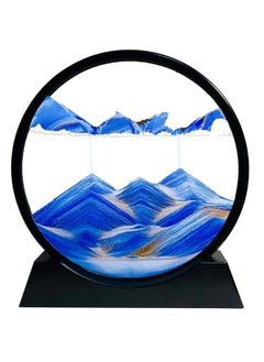 Happy Home Moving Sand Art Board, 3D Hourglass, Deep Sea Sand Scenery, Moving Sand Art Board, Circular Sand Frame, 3D Colorful Sand Decor, Comfortable Desktop for Home Office (7 Inch, Blue)  - Image 1