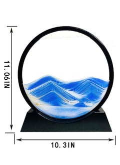 Happy Home Moving Sand Art Board, 3D Hourglass, Deep Sea Sand Scenery, Moving Sand Art Board, Circular Sand Frame, 3D Colorful Sand Decor, Comfortable Desktop for Home Office (7 Inch, Blue)  - Image 2