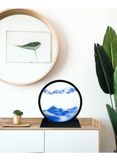 Happy Home Moving Sand Art Board, 3D Hourglass, Deep Sea Sand Scenery, Moving Sand Art Board, Circular Sand Frame, 3D Colorful Sand Decor, Comfortable Desktop for Home Office (7 Inch, Blue)  - Image 3