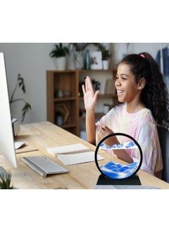 Happy Home Moving Sand Art Board, 3D Hourglass, Deep Sea Sand Scenery, Moving Sand Art Board, Circular Sand Frame, 3D Colorful Sand Decor, Comfortable Desktop for Home Office (7 Inch, Blue)  - Image 5