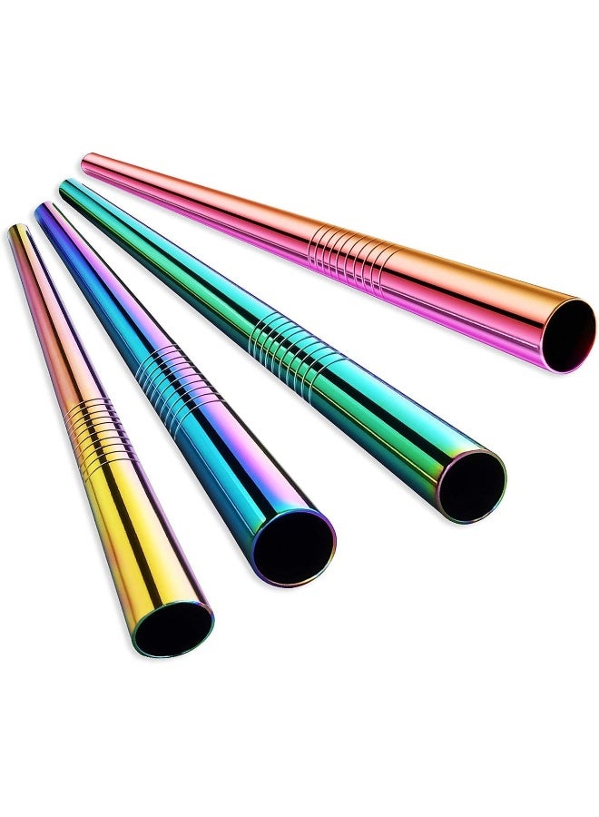 ALINK 6-Pack Stainless Steel Metal Boba Straws, Extra Wide Colored Reusable Smoothie Straws with Cleaning Brush & Carrying Case - Image 1