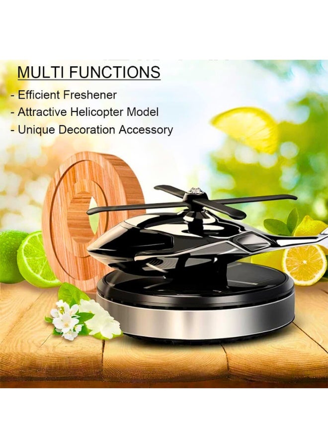 Chase Up Car Air Freshener, Helicopter Solar Energy Rotating Aromatherapy Aviation Al Alloy Diffuser, Interior Decoration Accessories Diffuser for Car and Home (Silver) - Image 2