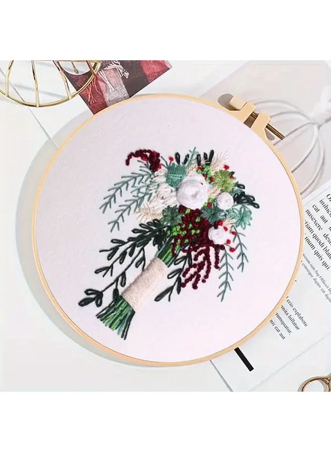 طقم التطريح الزهري للمبتدئين مع طوق وحقيبة 20x20 سم ديكور منزلي DIY - Image 1