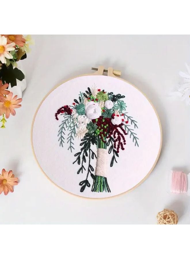 طقم التطريح الزهري للمبتدئين مع طوق وحقيبة 20x20 سم ديكور منزلي DIY - Image 3