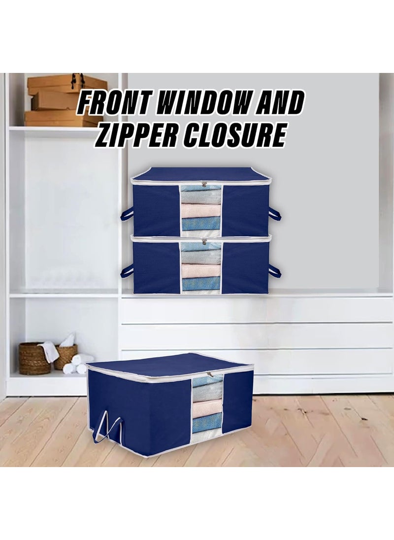AARON INC AARON INC Blanket Cover Storage Bag Clothes Storage Organizer With Zipper Transparent Window Handle Duvet Cover Underbed Storage Bag Ideal for Comforters and Quilts Blue Pack of 2  - Image 5