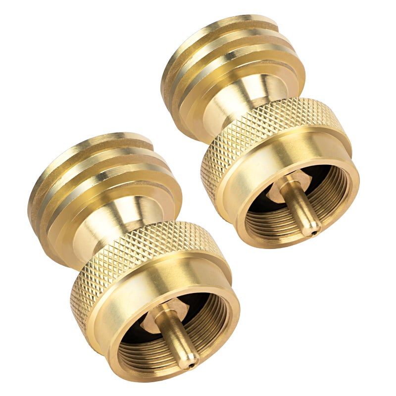 GASPRO 1lb Propane Tank Adapter, 20lb to 1lb Converter, Hook Up Small Propane Tanks When 20lb Ran Out, Solid Brass- 2 Pack - Image 1