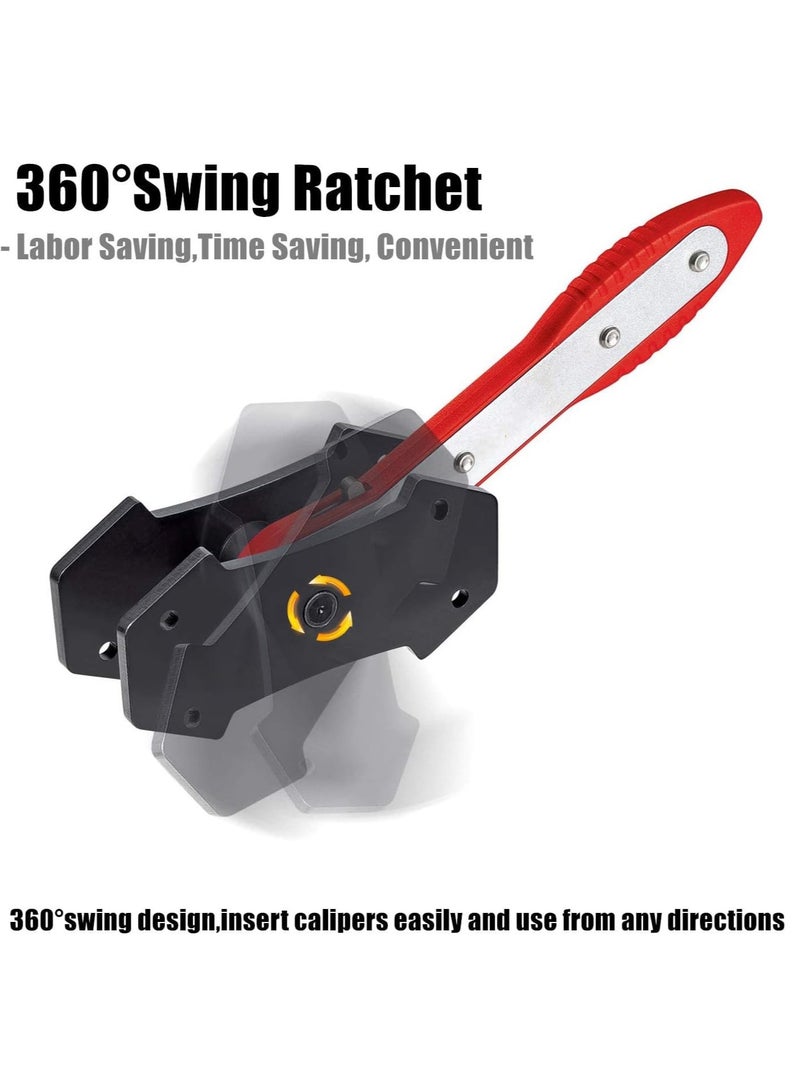 KASTWAVE Brake Caliper Press Tool, 360 Degree Swing Ratchet Expander Wrench Car Wheel Piston Spreader with Extra 2PCS Large Plates for Single Twin Quad Sextuplet Piston Disc Brake Caliper - Image 3