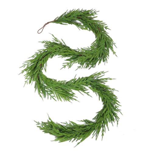 WBHome 9ft Real Touch Norfolk Pine Christmas Garland Winter Greenery Garland for Christmas Holiday Seasonal OutdoorIndoor Home Decor 9FT Long