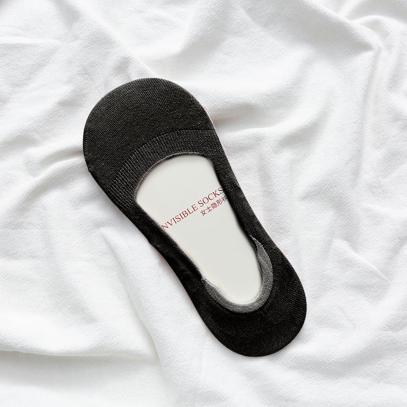 Womens Invisible No-Slip Low-Cut Liner Socks Black - Image 1