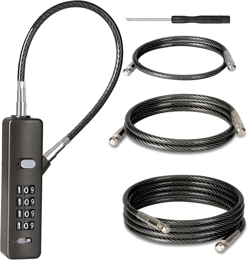 DELSWIN 4-Digit Combination Cable Lock with Replaceable Cables - Image 1