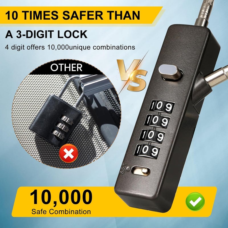 DELSWIN 4-Digit Combination Cable Lock with Replaceable Cables - Image 5