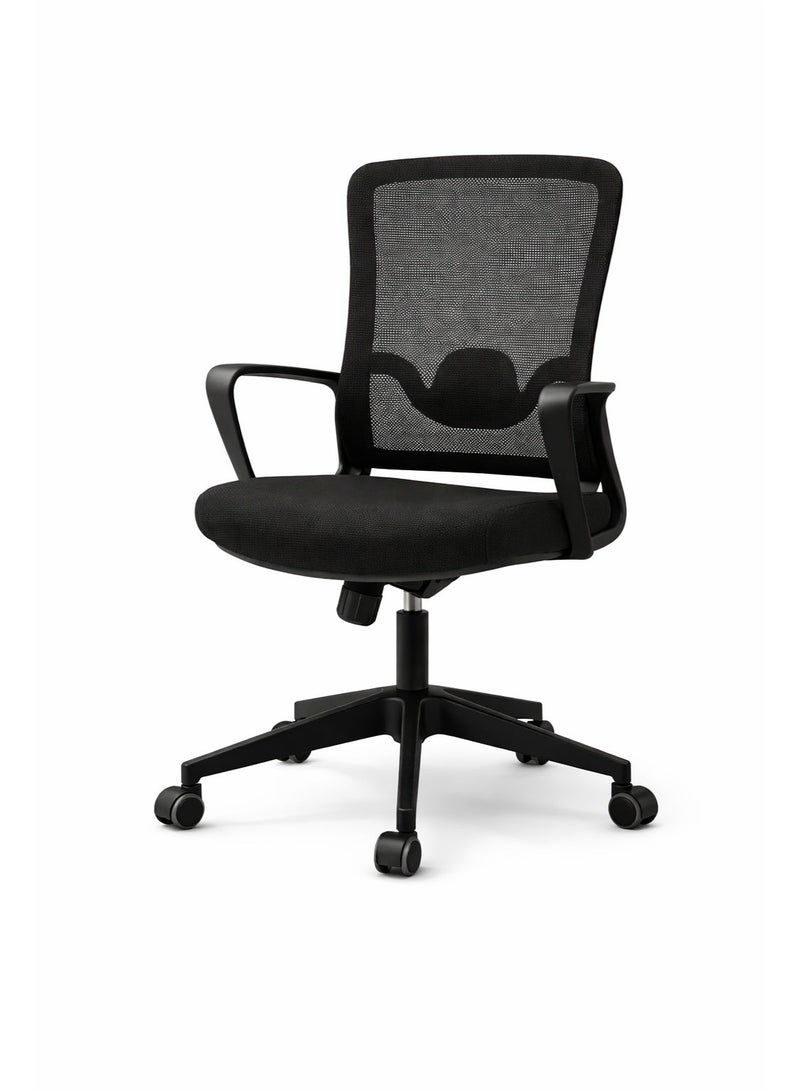 FURALUX Ergonomic Mesh Office Chair with Adjustable Lumbar Support, Armrests & Swivel Wheels – Mid Back Executive Desk Chair for Home & Office - Black - Image 1