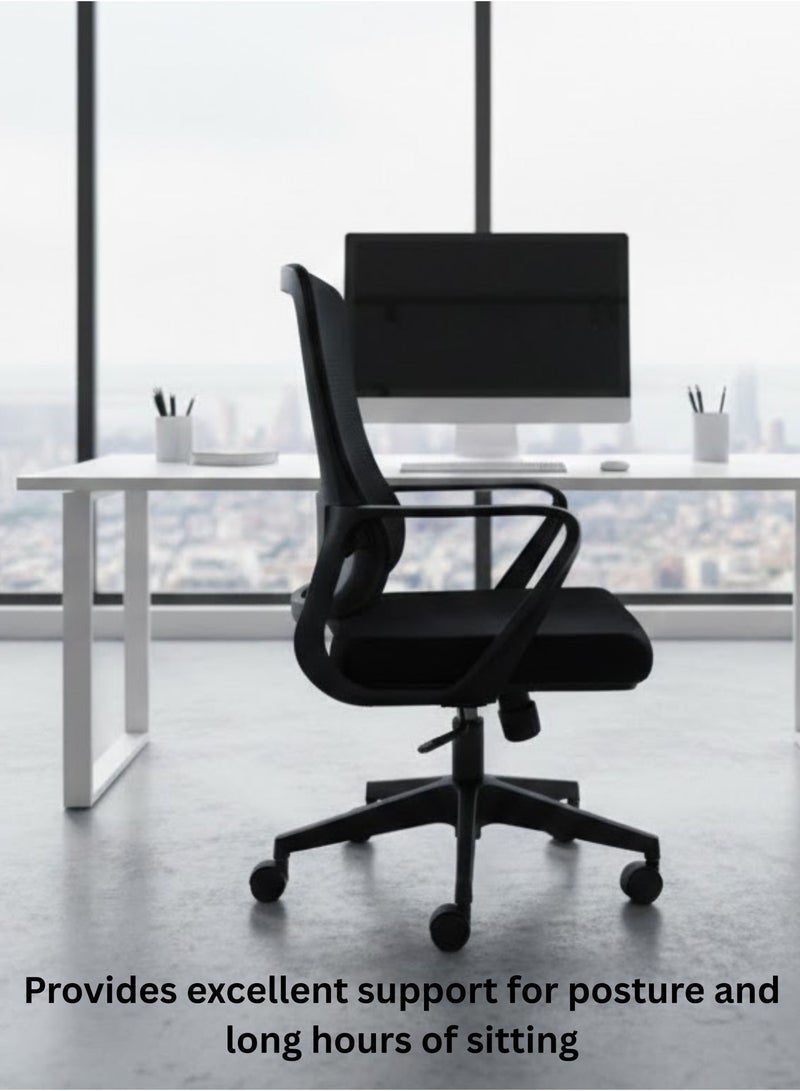 FURALUX Ergonomic Mesh Office Chair with Adjustable Lumbar Support, Armrests & Swivel Wheels – Mid Back Executive Desk Chair for Home & Office - Black - Image 4