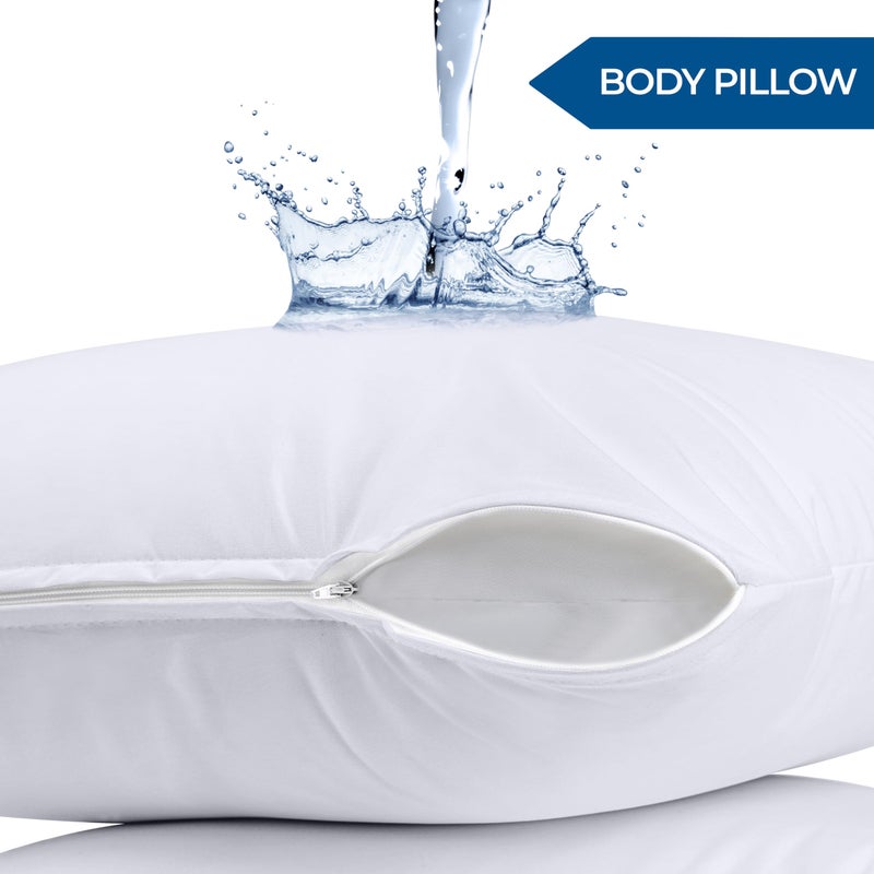 Utopia Bedding Waterproof Pillow Protectors Zippered Body Size (2 Pack, White), Zippered Pillowcases, Bed Bug Proof Pillow Encasement Covers 20 x 54 Inches - Image 2