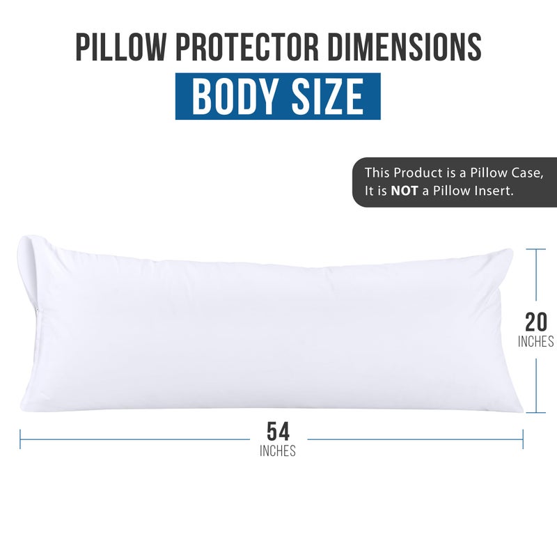 Utopia Bedding Waterproof Pillow Protectors Zippered Body Size (2 Pack, White), Zippered Pillowcases, Bed Bug Proof Pillow Encasement Covers 20 x 54 Inches - Image 3