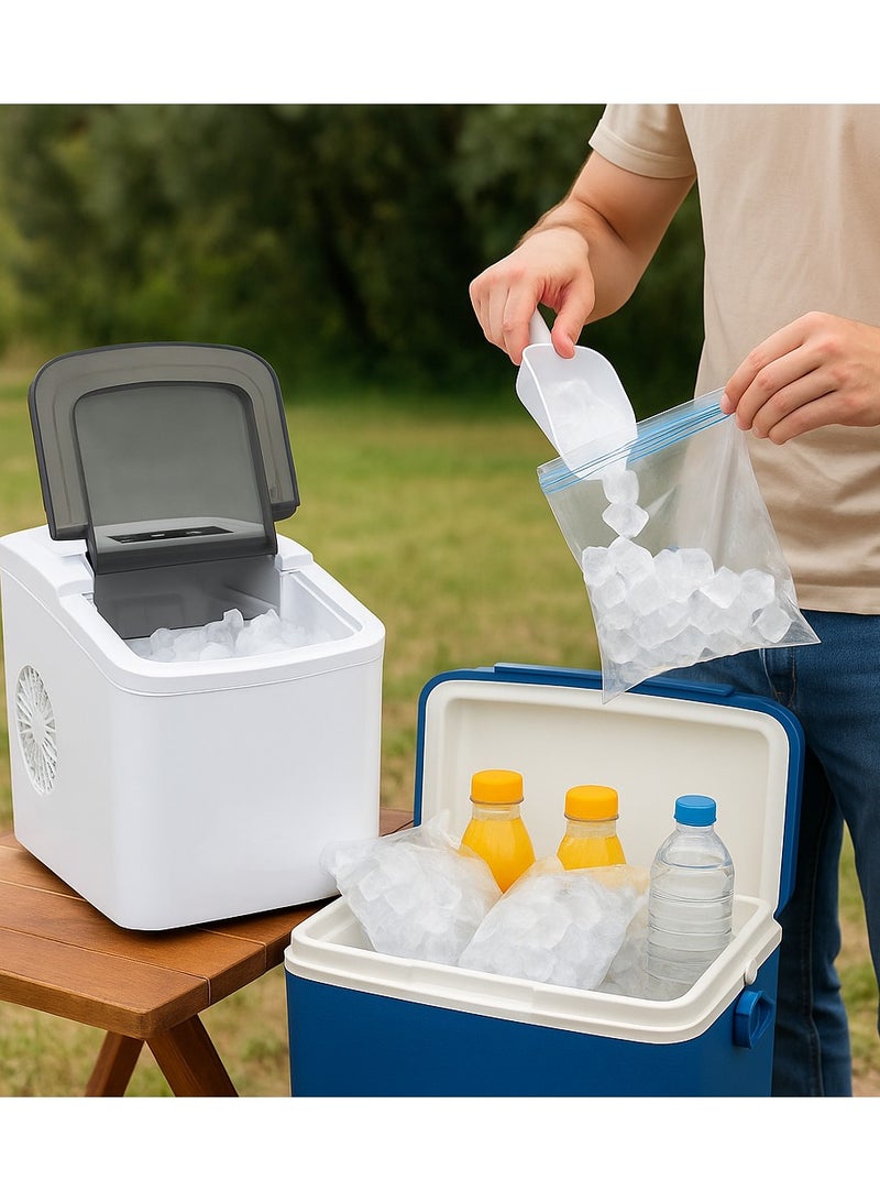 Enjoy fresh ice anytime! Denx DX2051 Ice Maker delivers up to 12kg/day with 9 cubes ready in just 10 minutes. Sleek design and 1.3L water tank.